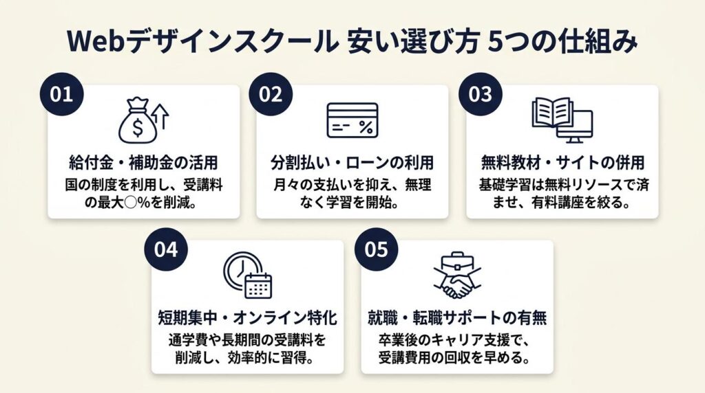 webデザインスクール安い選び方は5つの仕組みで解決