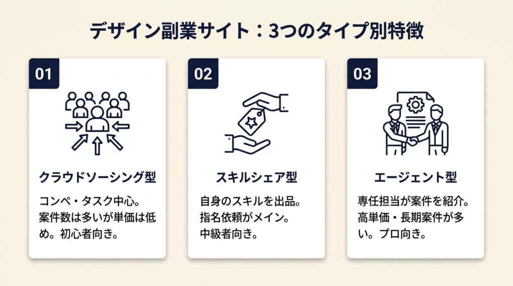 デザイン副業サイトは3タイプで選ぶ