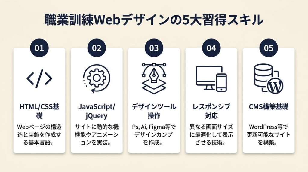 職業訓練のWebデザインは5スキルまで習得可能