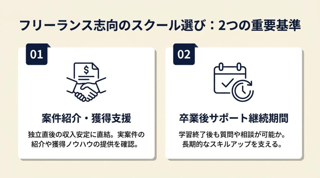 フリーランス志向は案件紹介と卒業後支援で選ぶ