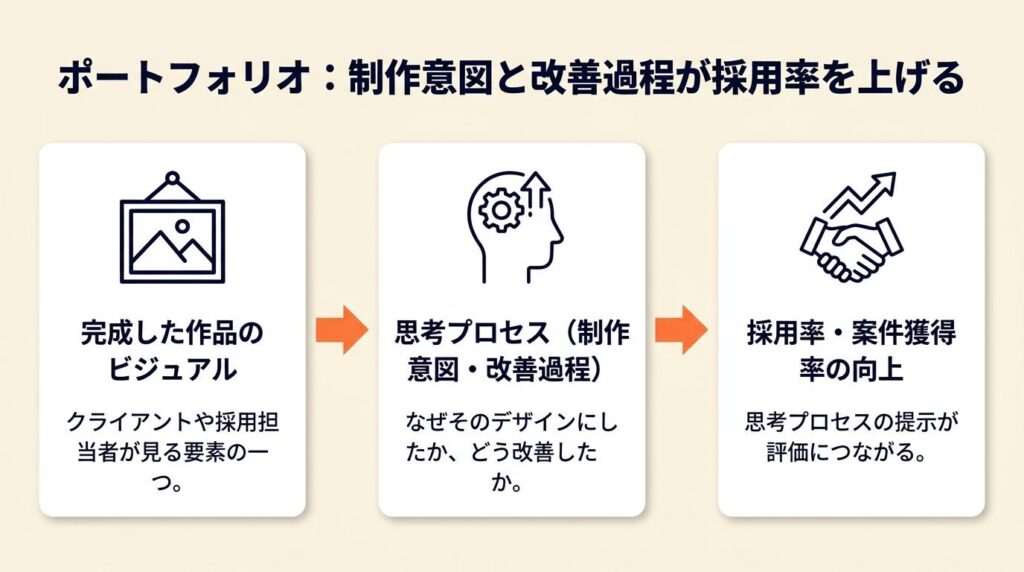 ポートフォリオは制作意図と改善過程が採用率を上げる