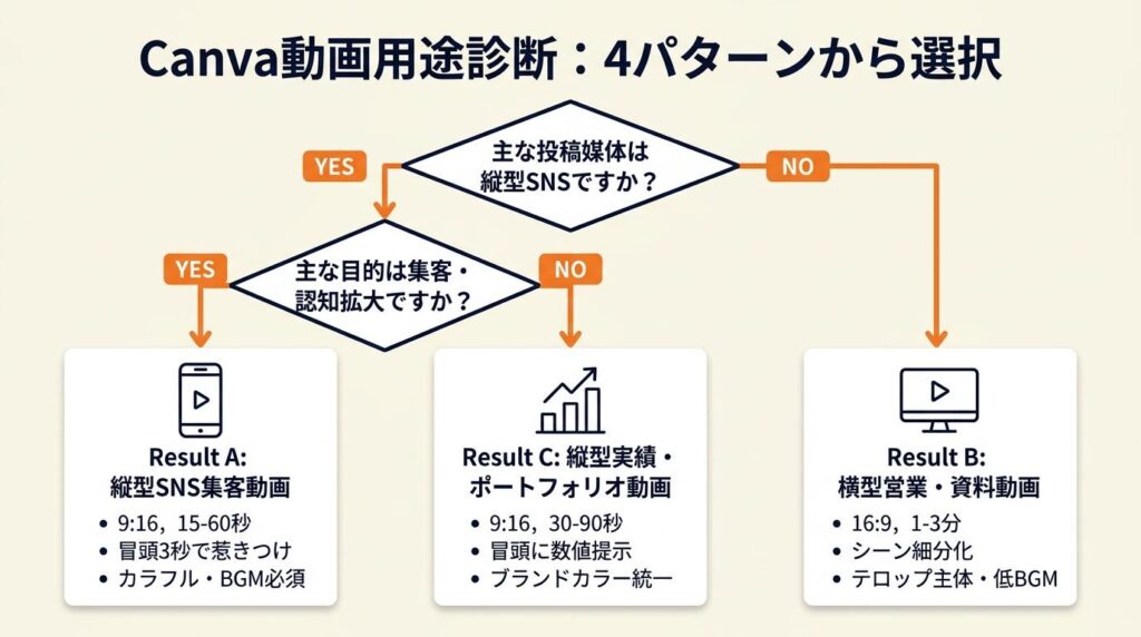 Canva動画は4パターンで用途診断