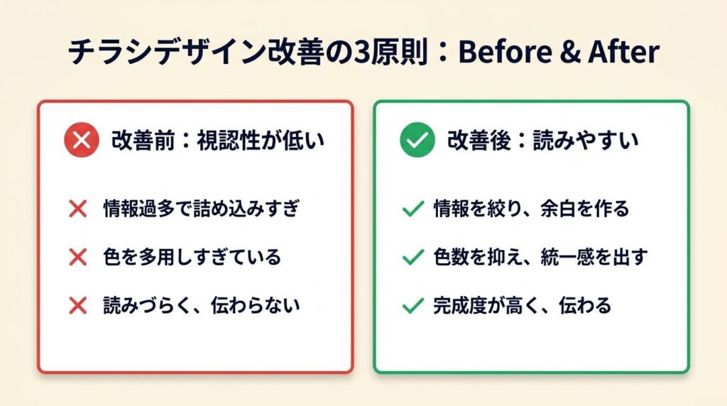 チラシデザインは3原則で整える