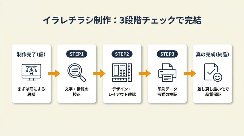 イラレチラシ制作は3段階チェックで完結