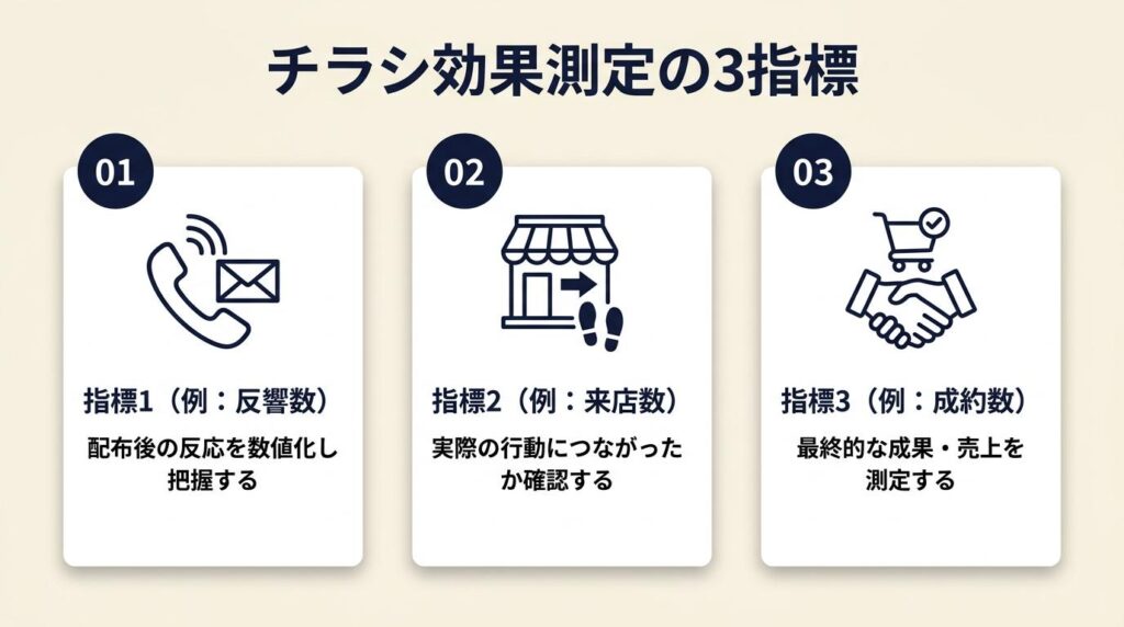 チラシの効果は3指標で測定
