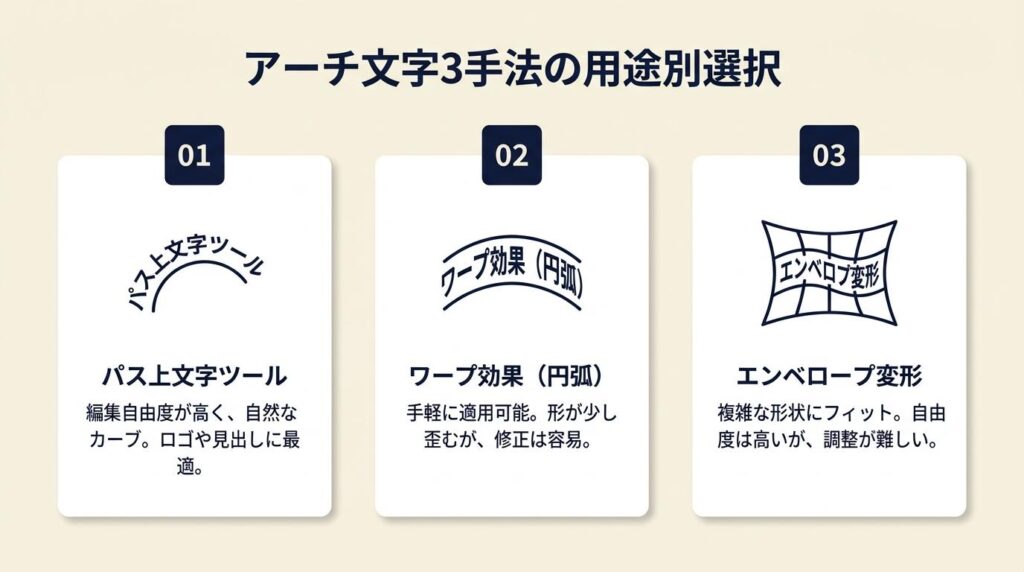 アーチ文字3手法は用途で選ぶ