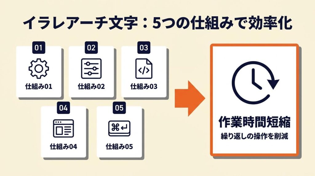 イラレアーチ文字は5つの仕組みで効率化