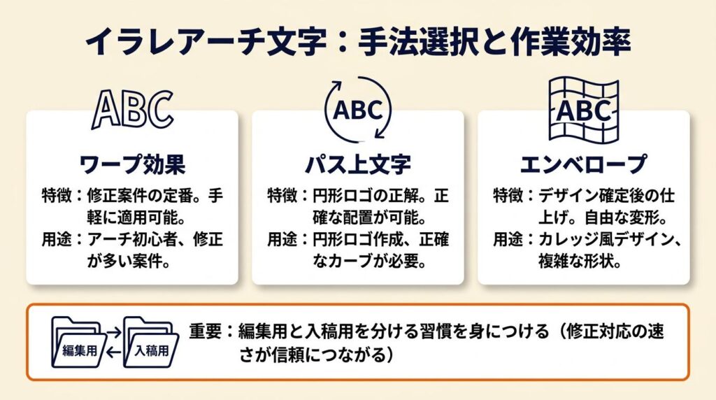 イラレアーチ文字を使いこなす:手法選択が作業効率を決める