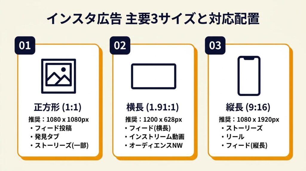インスタ広告の画像は3サイズで対応