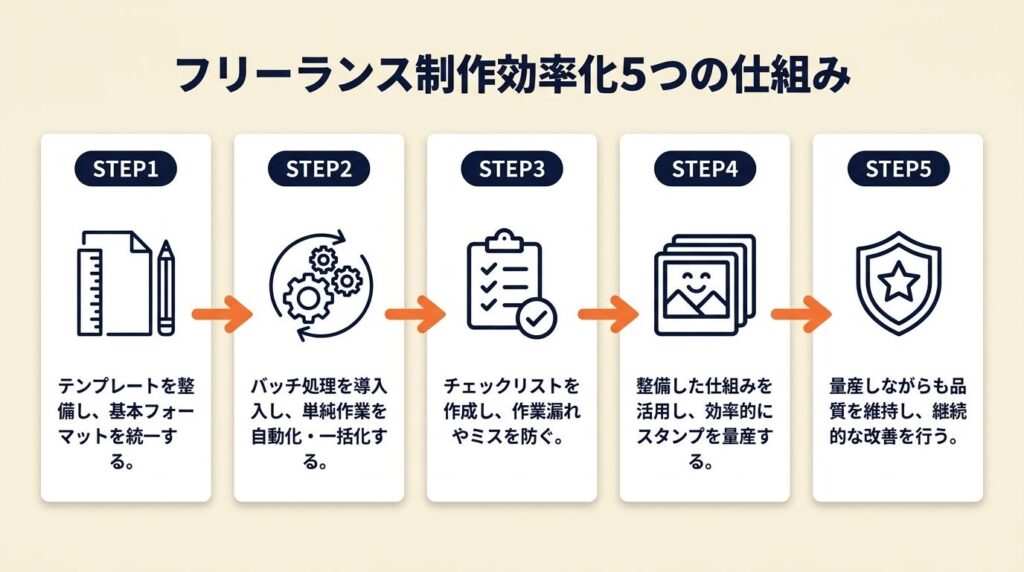 フリーランス向け制作効率化は5つの仕組みで解決