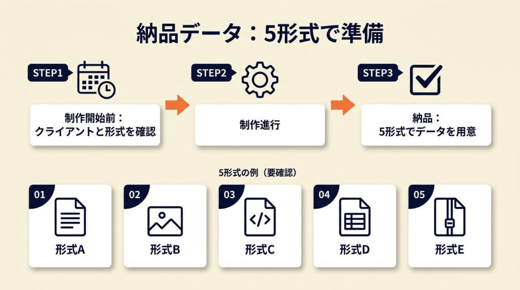 納品データは5形式で準備