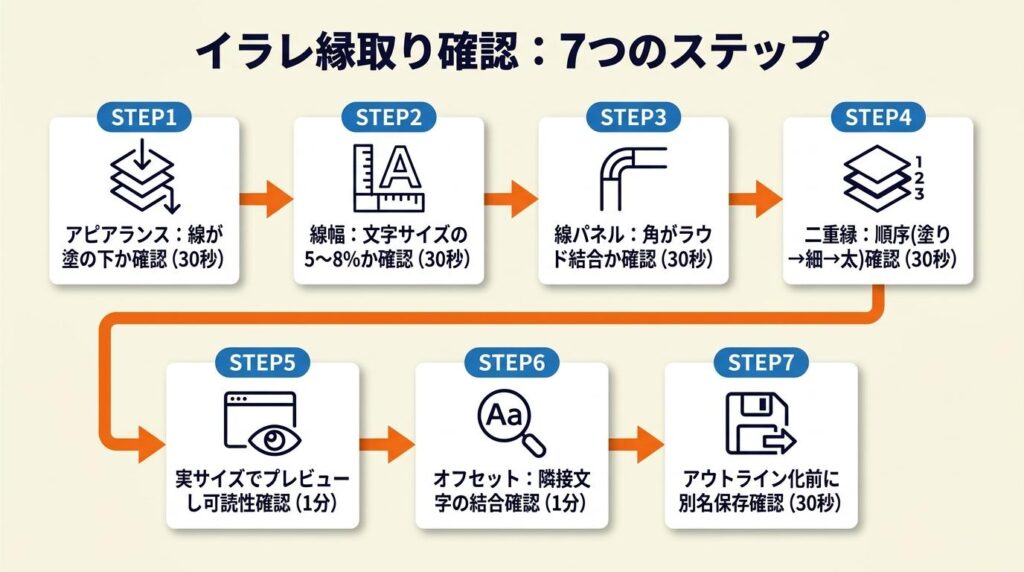 イラレ縁取りは7項目で確認完了