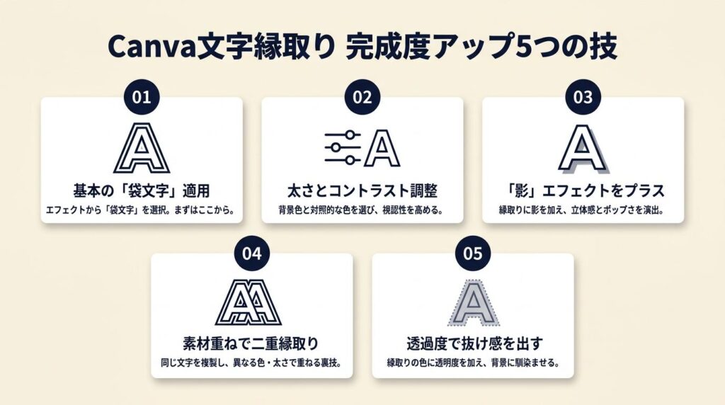 Canva文字縁取りは5つの技で完成度アップ