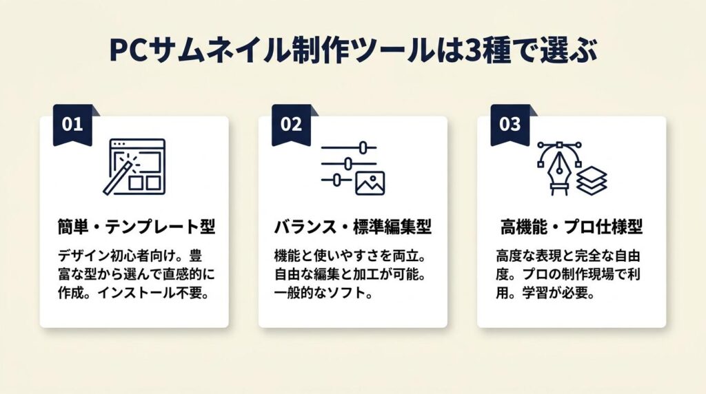 PCサムネイル制作ツールは3種で選ぶ