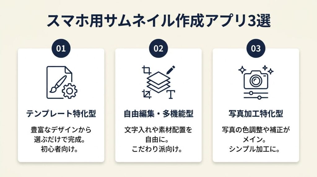 スマホで使えるサムネイル作成アプリは3択で選ぶ