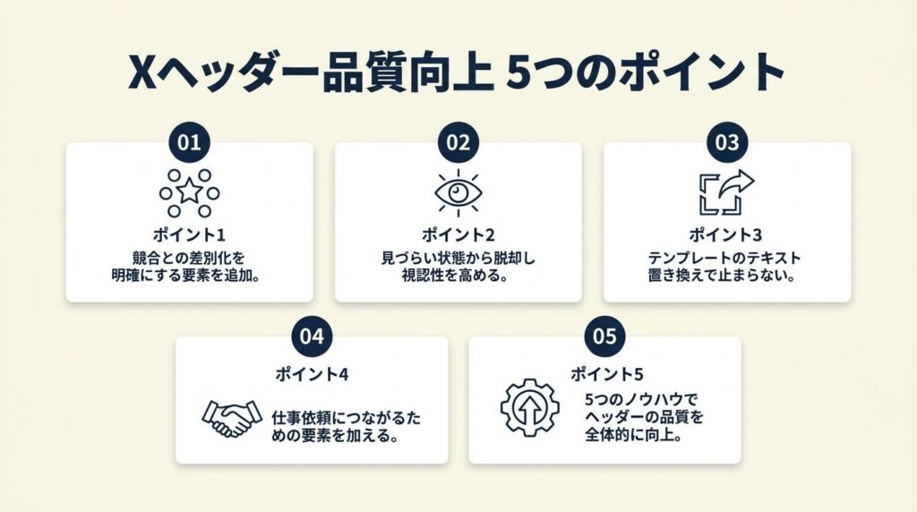 Xヘッダーは5つのポイントで品質向上
