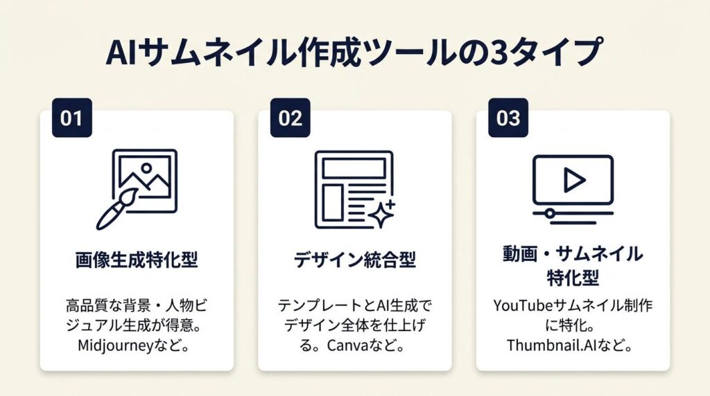 AIサムネイル作成ツールは3タイプで選ぶ