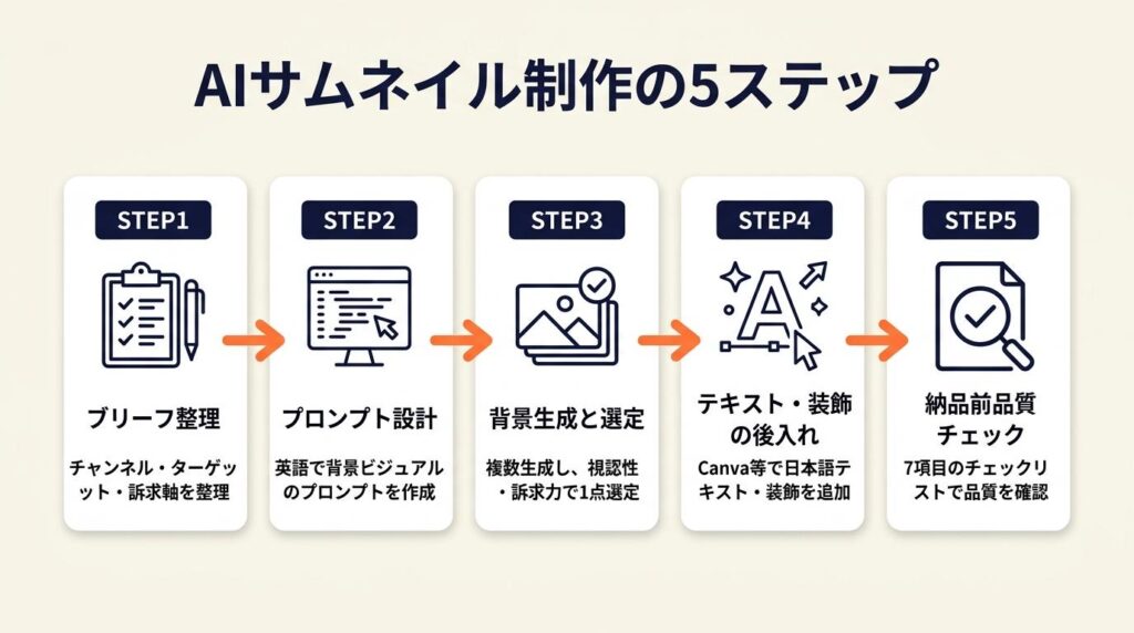 AIサムネイル制作は5ステップで完了する
