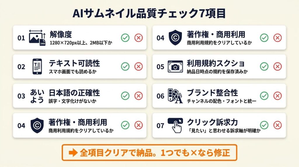 AIサムネイルの品質チェックは7項目で行う