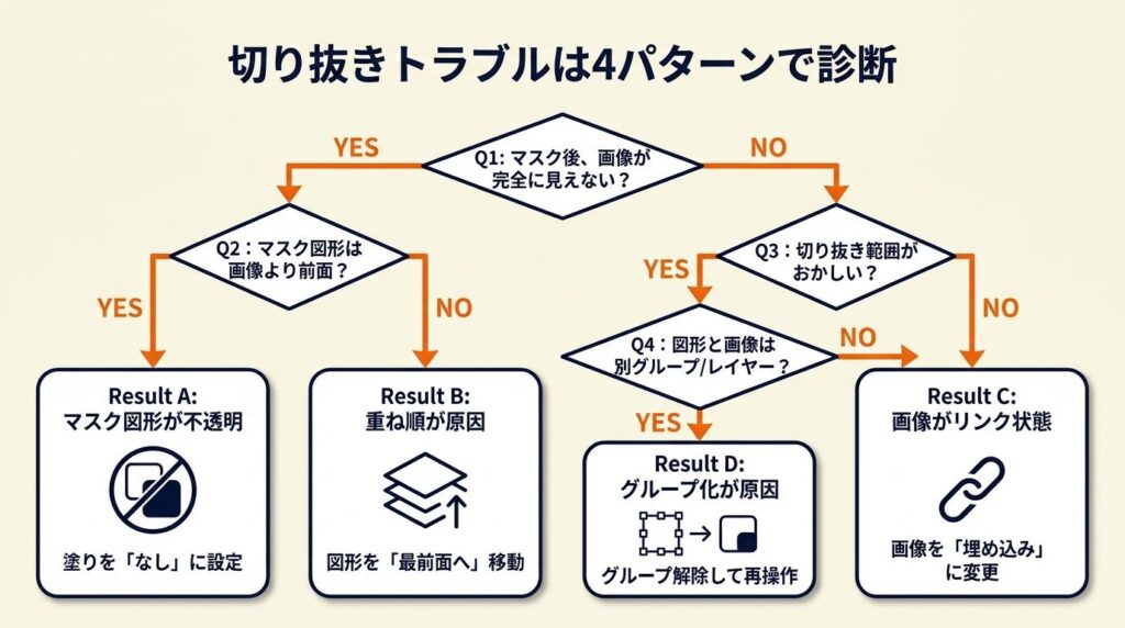 切り抜きトラブルは4パターンで診断