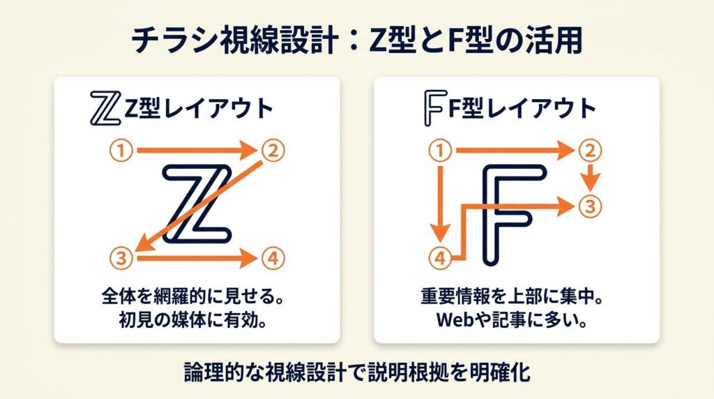 チラシレイアウトはZ型とF型で視線を設計する