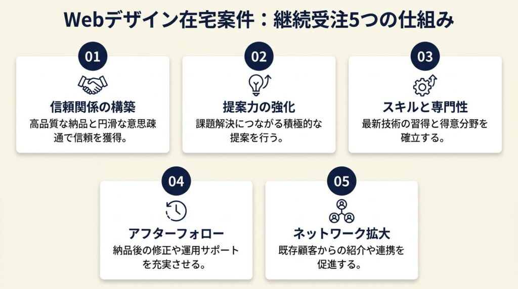 Webデザイン在宅案件は5つの仕組みで継続受注