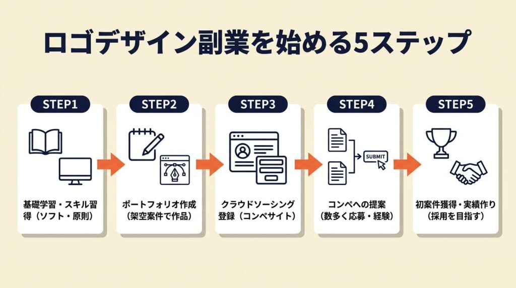 ロゴデザイン副業は5ステップで始められる