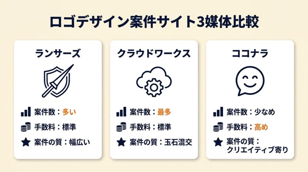 ロゴデザイン案件サイトは3媒体で比較