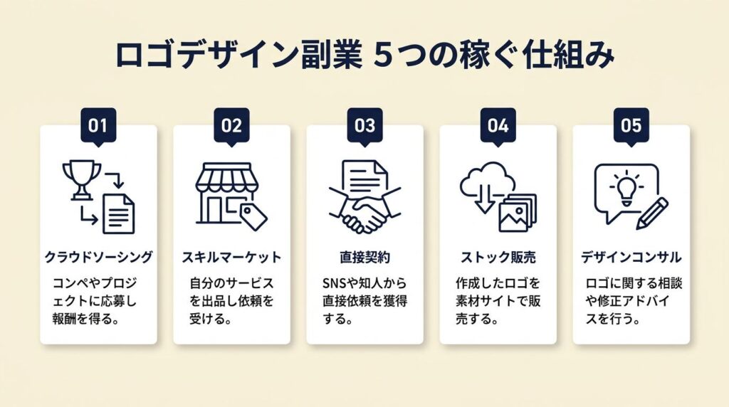 ロゴデザイン副業は5つの仕組みで稼ぐ