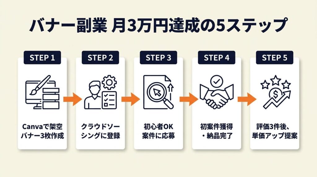 バナー副業は5ステップで月3万円を達成する