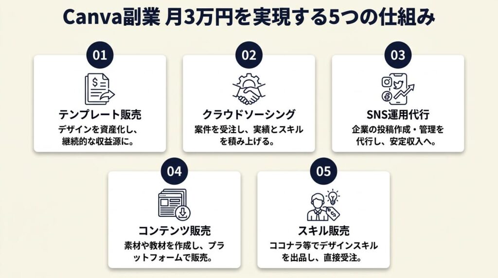 Canva副業は5つの仕組みで月3万円を実現