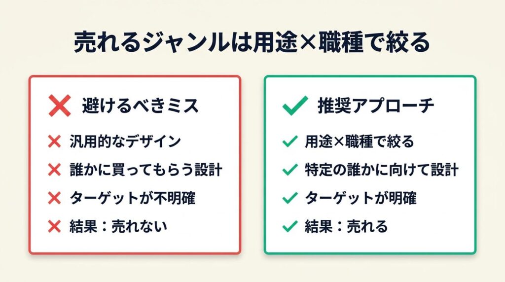 売れるジャンルは用途×職種で絞る
