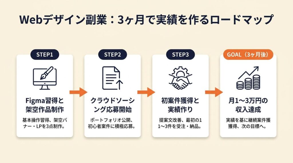 webデザイン副業は3ヶ月で実績を作る