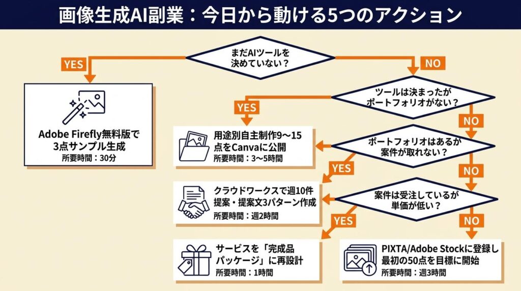 画像生成AI副業は受注型から始める：今日から動ける5つのアクション