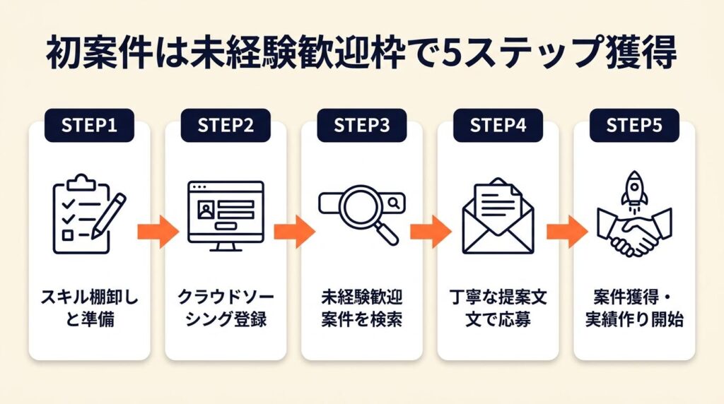 初案件は未経験歓迎枠で5ステップ獲得