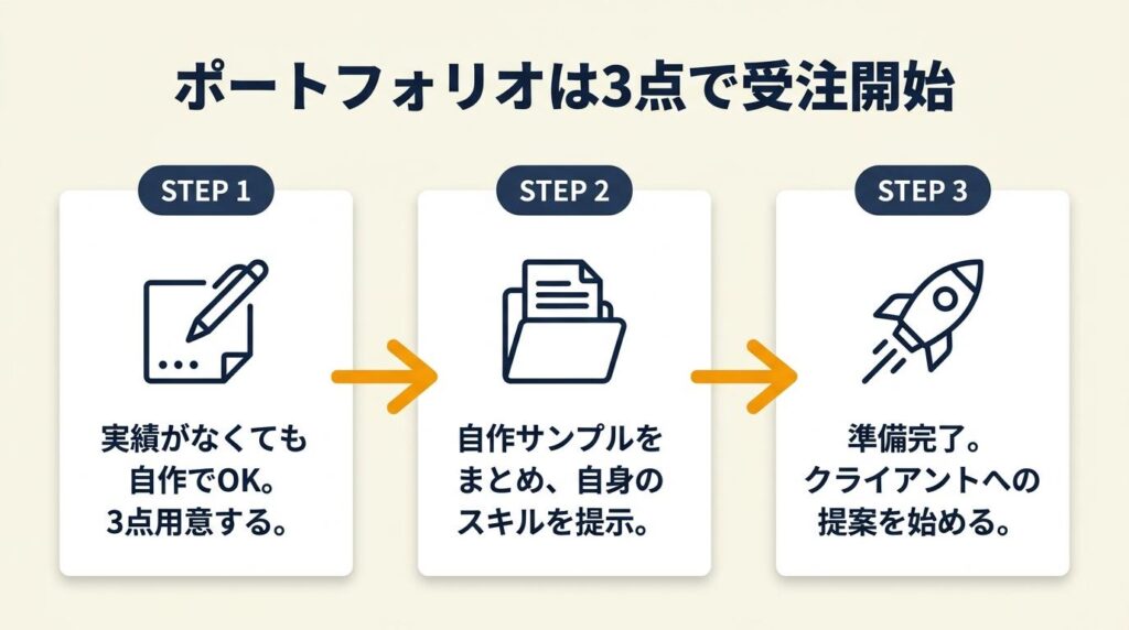 ポートフォリオは3点で受注を開始できる