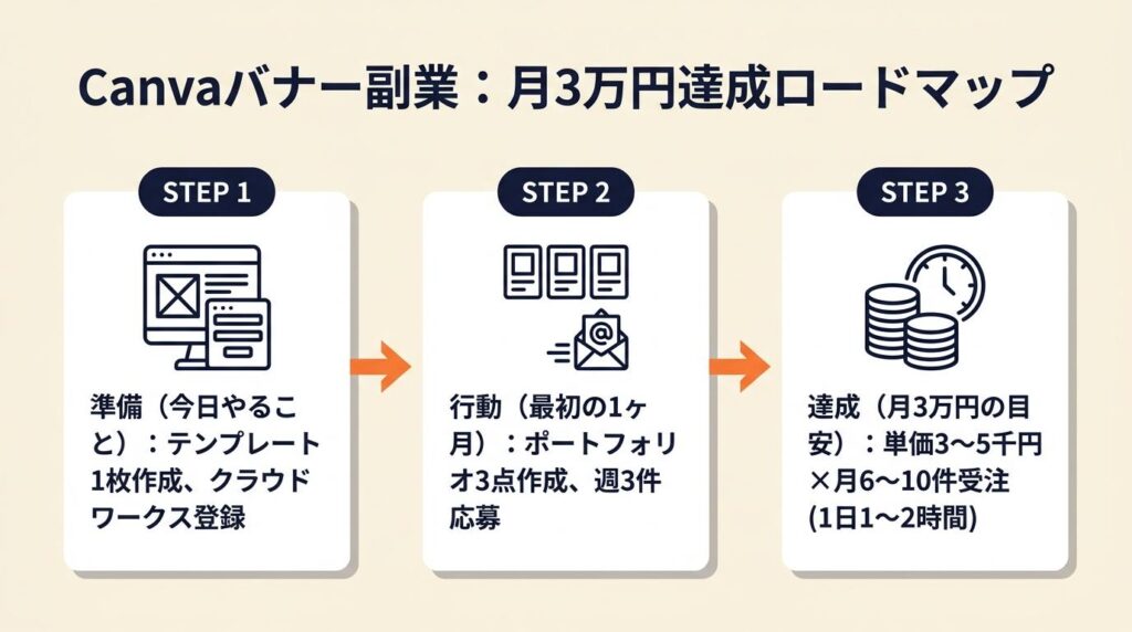 Canvaバナー副業を継続させる:月3万円から先へ