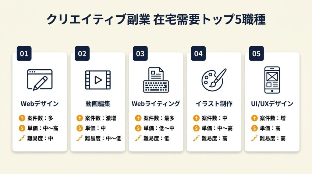 クリエイティブ副業在宅は5職種が在宅需要トップ
