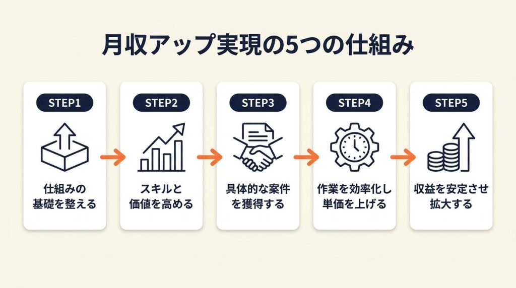 月収アップは5つの仕組みで実現