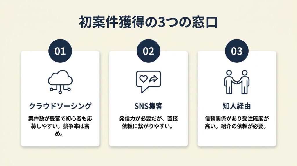初案件は3つの窓口で獲得する