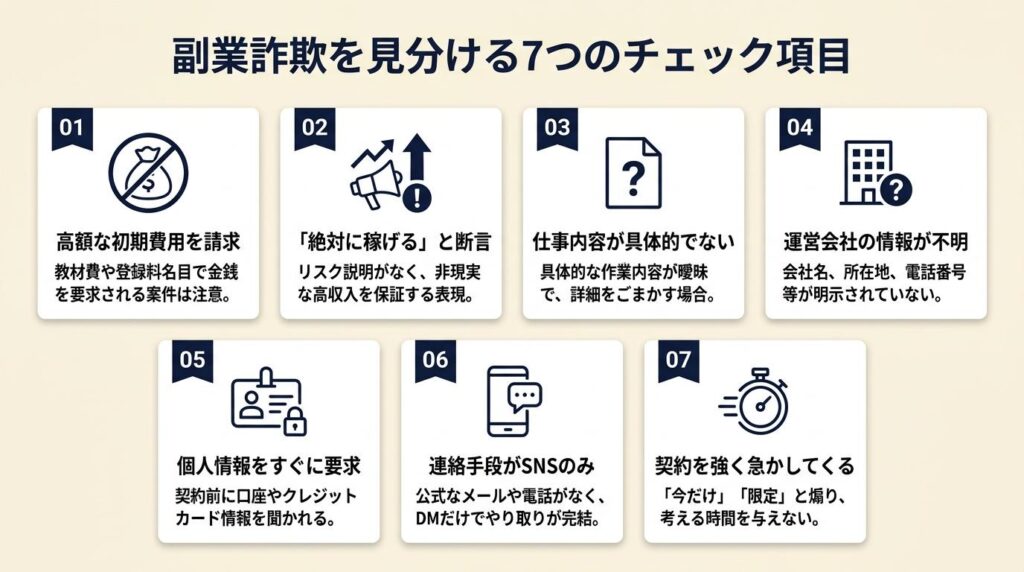 副業詐欺を7項目で見分ける