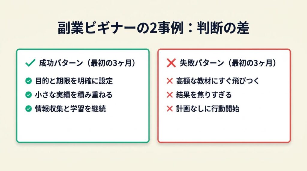 副業ビギナーの2事例から学ぶ判断の差