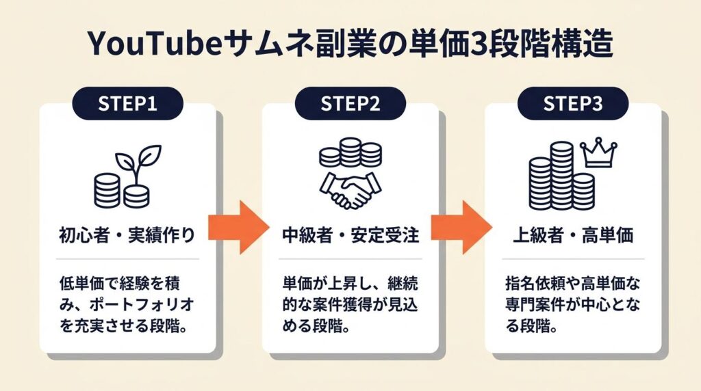 YouTubeサムネ副業の単価は3段階で上がる