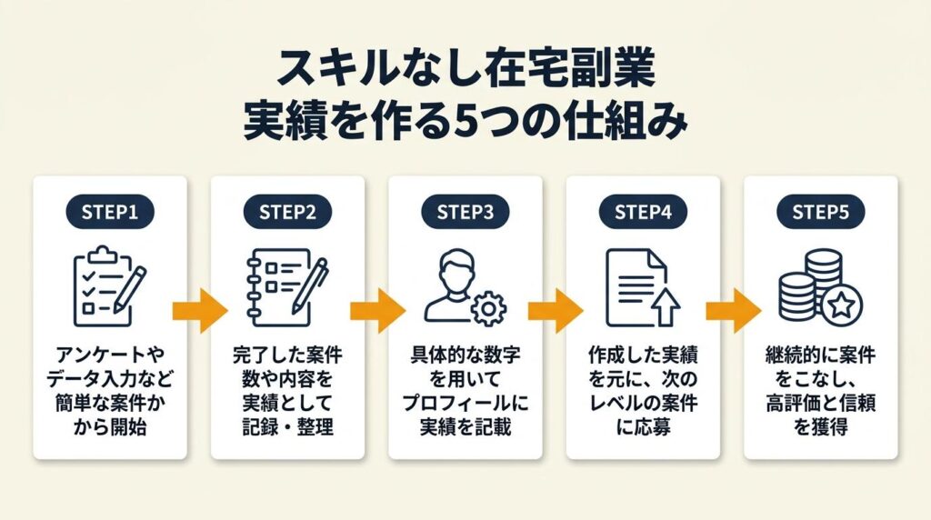 スキルなし在宅副業は5つの仕組みで実績を作る