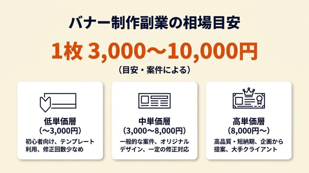 バナー制作副業の相場は1枚3,000〜10,000円が目安