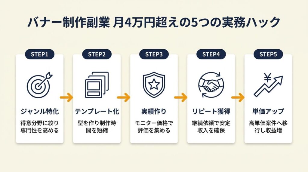 バナー制作副業は5つの実務ハックで月4万円超え