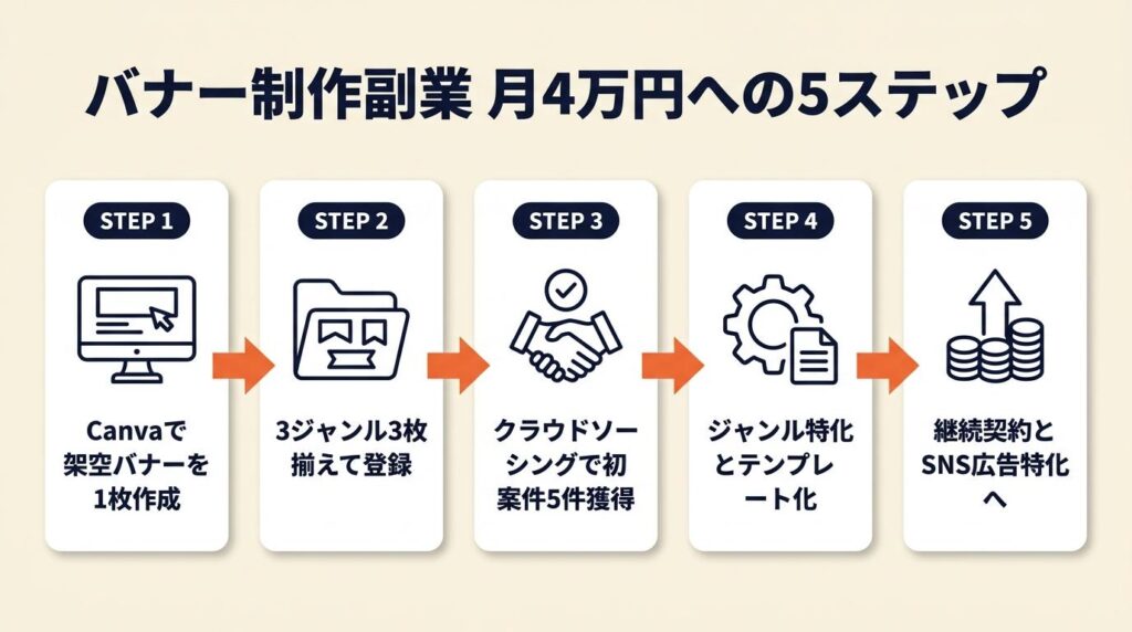 バナー制作副業は5ステップで月4万円へ