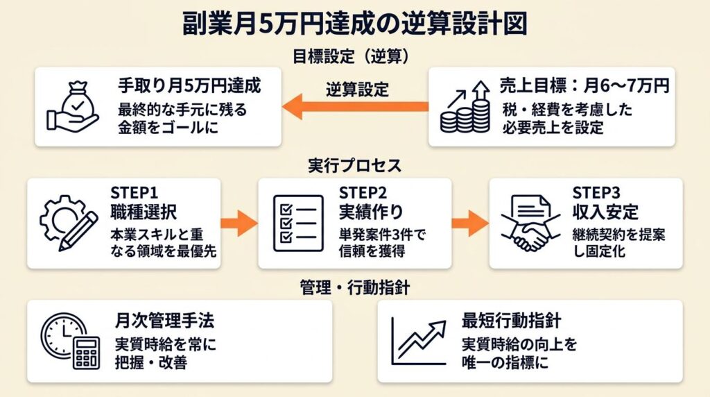 副業月5万円は逆算設計で達成する