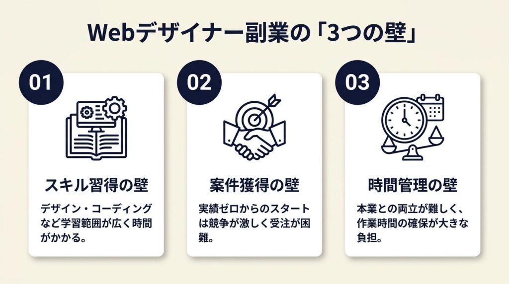 Webデザイナー副業は現実に厳しい3つの壁