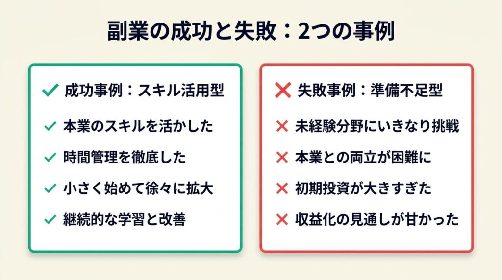 副業経験者に学ぶ|成功と失敗の2事例